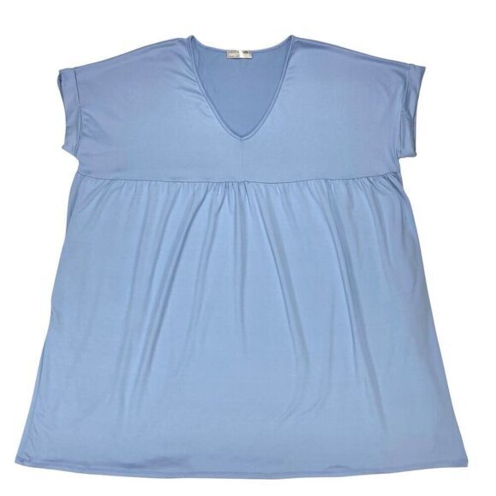 Charlotte Avery‎ Tunic Sz XL Blue Short Sleeve V Neck Oversize Comfy Loungewear
